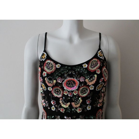 Needle & Thread Floral-Print Embellished Cocktail Mini Dress Size US 4 Black - Picture 4 of 12